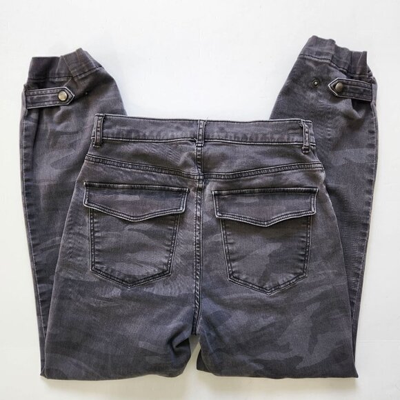 Express Cropped Straight Pant Womens 2 Gray Camo High Rise Cinched Jogger Cuff - Picture 4 of 9